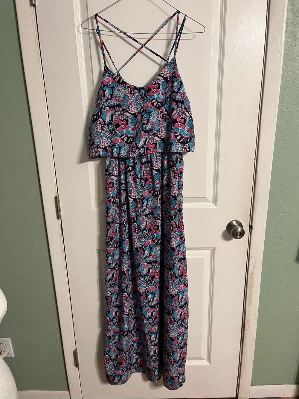 Altar'd State Paisley Maxi Dress in Pink & Blue